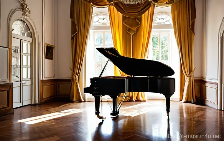 피아노 소리 종류 비교 - **A Timeless Acoustic Grand Piano in an Italian Villa**
    "A breathtaking scene showcasing a magni...