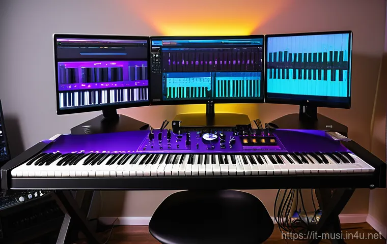 피아노 소리 종류 비교 - **Modern Digital Piano in a Chic Urban Apartment**
    "A sleek and contemporary digital piano with ...