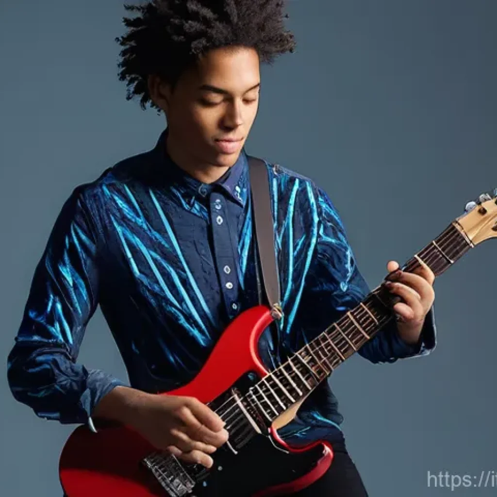 기타 고급 연주 테크닉 - **Polyrhythms: The Dance of Time and Music**
    A dynamic, medium shot of a non-binary musician, ar...