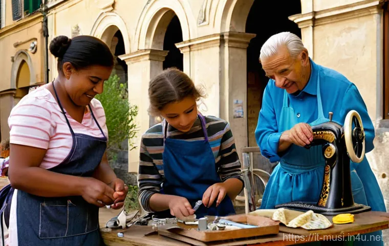기타 리페어 서비스 추천 - **Consumer Empowerment in a Modern Home Repair Scene**
    A wide shot capturing a cheerful, focused...