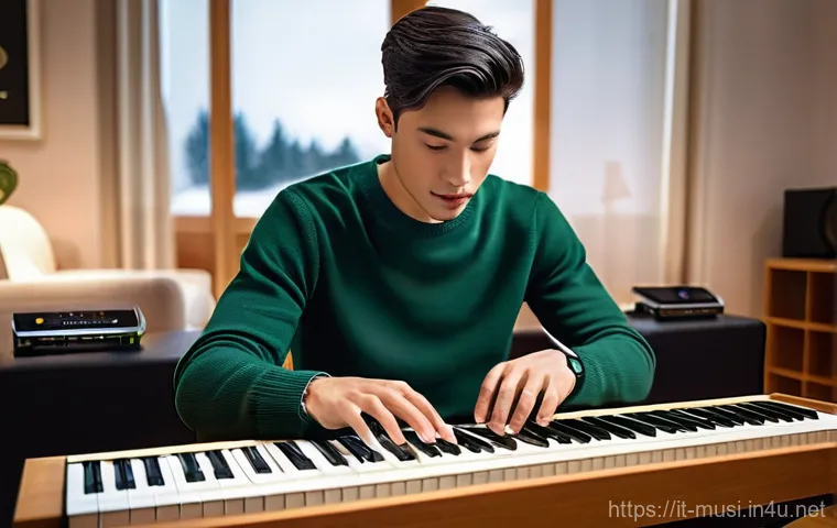 피아노 악보 다운로드 사이트 - **Prompt:** A female pianist, dressed in smart casual attire, sits at a grand piano in a brightly li...