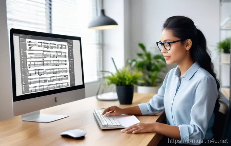 피아노 악보 다운로드 사이트 - **Prompt:** A male pianist, dressed in a stylish but comfortable sweater and slacks, is deeply engag...