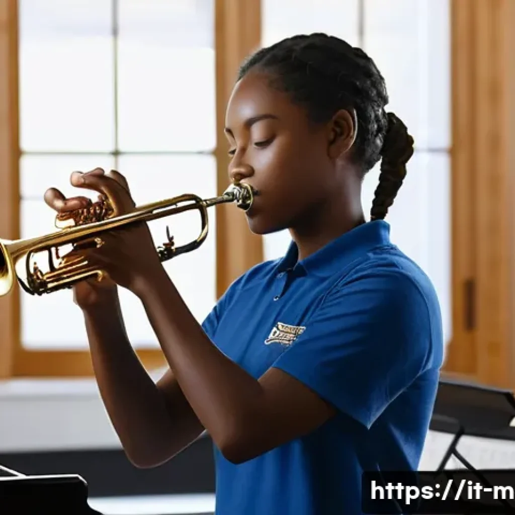 트럼펫 유지 관리 팁 - **Prompt 1: The Daily Shine**
    "A dedicated trumpet player, a woman in her late 20s with a focuse...