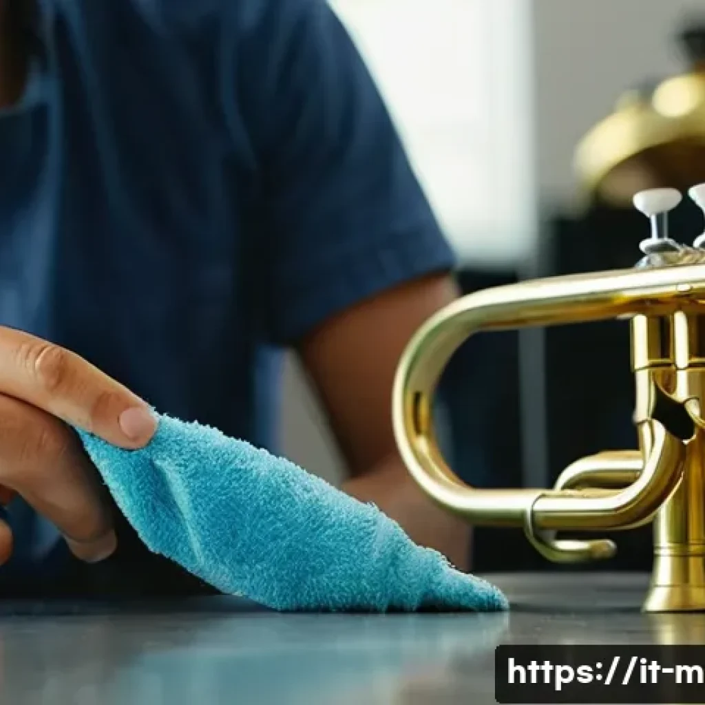 트럼펫 부품 정비 방법 - **Prompt 1: Daily Trumpet Cleaning Routine**
    A focused, well-lit shot of a young adult (male or ...